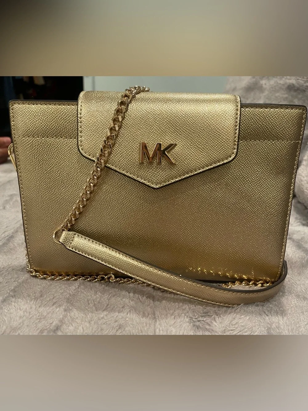 Michael Kors Gold Metallic Envelope Crossbody Bag